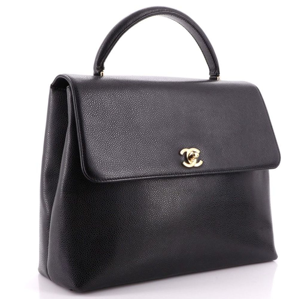 Chanel Vintage Classic Top Handle Flap Bag Caviar Jumbo Black - Picture 2 of 8